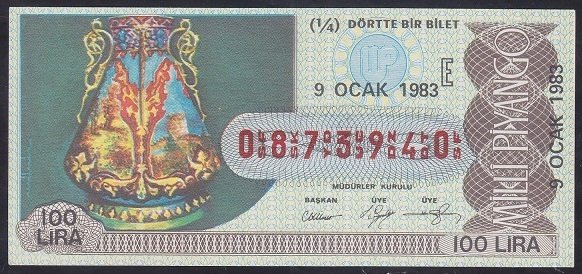 1983 9 OCAK ÇEYREK BİLET - E SERİSİ