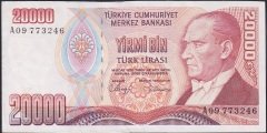 7.Emisyon 1.Tertip 20000 Lira A09 773246 Çok Çok Temiz +