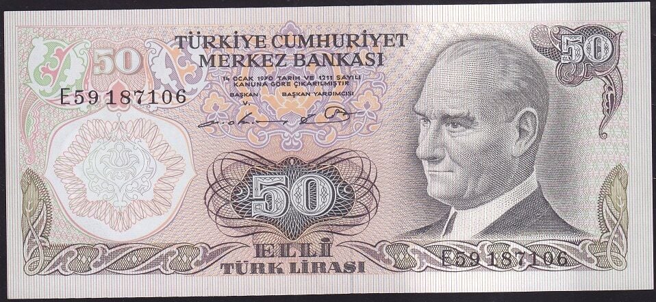 6.Emisyon 1.Tertip 50 Lira E59 187106 Çilaltı Çil