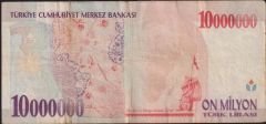 7.Emisyon 10 000 000 Lira A72 146849 Çok Temiz