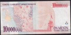 7.Emisyon 10 000 000 Lira F83 245583 Çok Temiz+