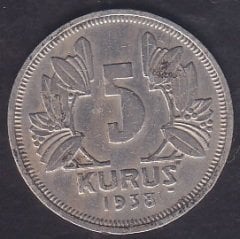 1938 Yılı 5 Kuruş