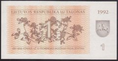 Litvanya 1 Talonas 1992 Çil Pick 39