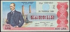 1983 29 Temmuz Yarım Bilet - Z Serisi