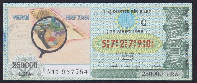 1998 29 MART ÇEYREK BİLET