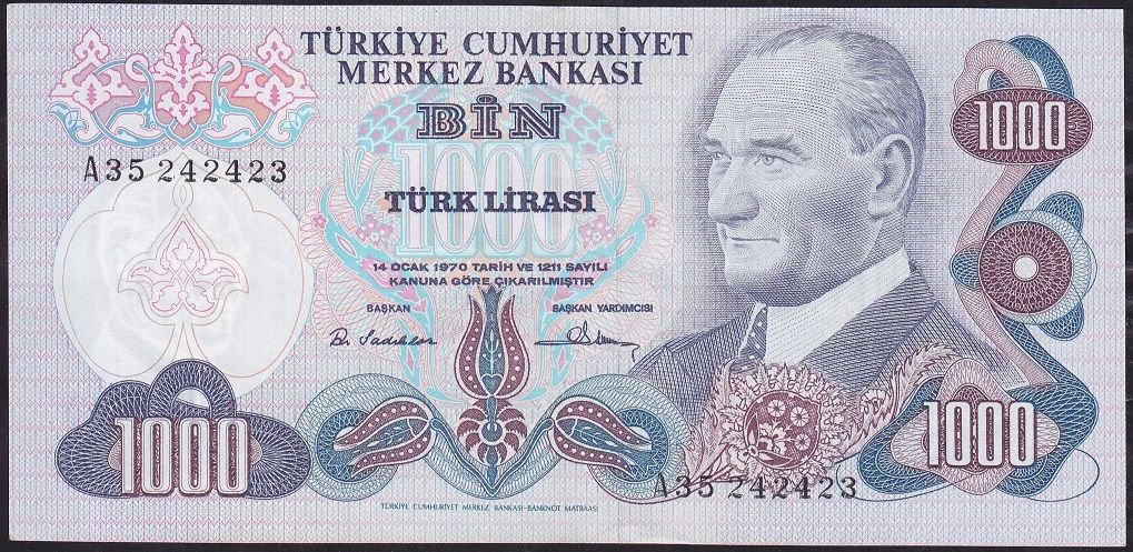 6.Emisyon 1.Tertip 1000 Lira A35 242423 Ççt Çilaltı