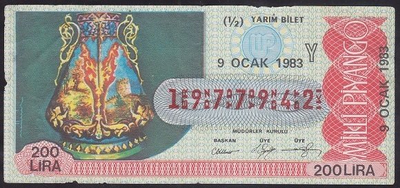 1983 9 OCAK YARIM BİLET - Y SERİSİ