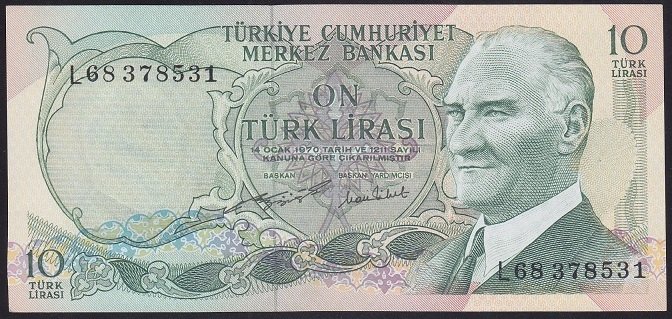 6.EMİSYON 2.TERTİP 10 LİRA L68 378531 ÇİLALTI