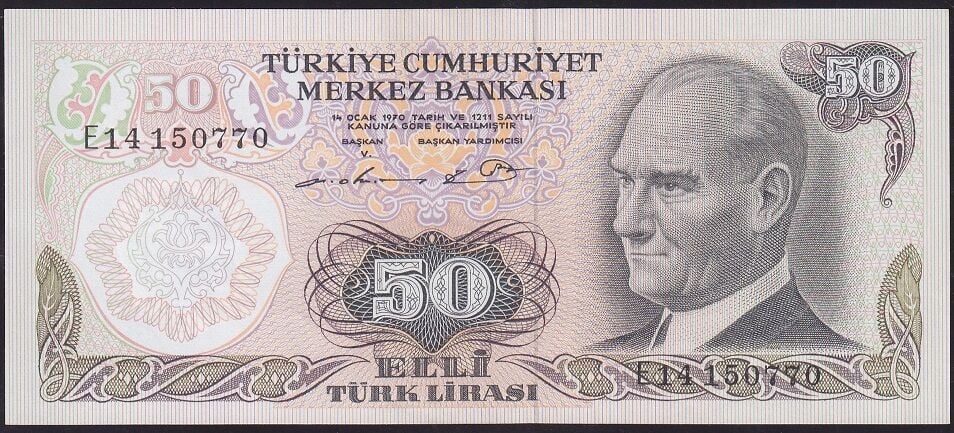 6.Emisyon 1.Tertip 50 Lira E14 150770 Çilaltı