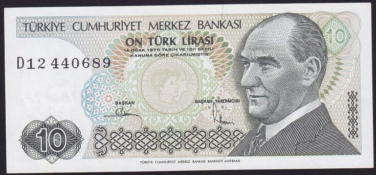 7.Emisyon 2.Tertip 10 Lira D12 440689 Çilaltı Çil