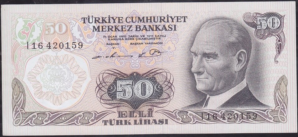 6.Emisyon 1.Tertip 50 Lira I16 420159 Ççt Çilaltı