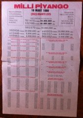 1986 19 MART PİYANGO LİSTESİ