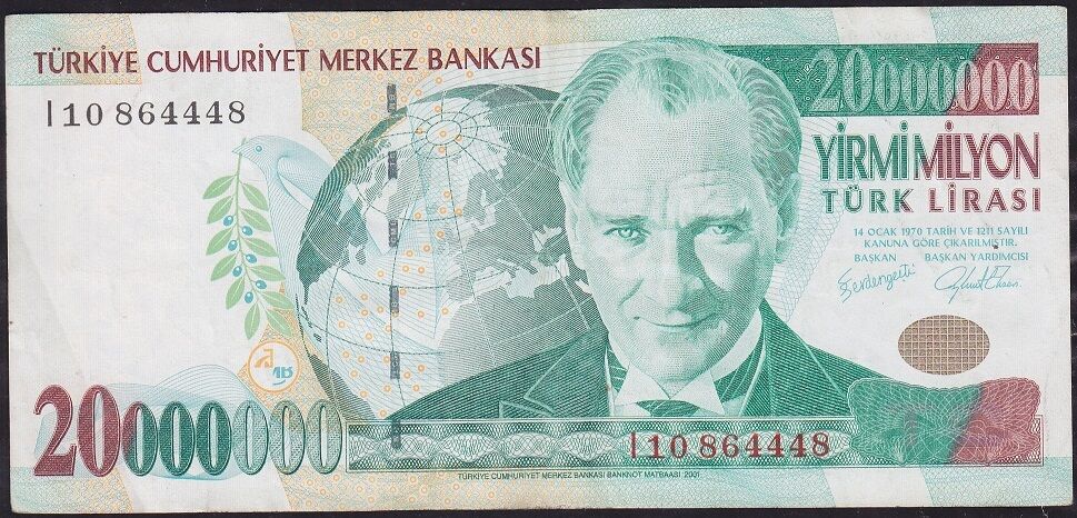 7.Emisyon 20 000 000 Lira I10 864448 Çok Temiz+