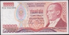 7.Emisyon 1.Tertip 20000 Lira A02 762356  Çok Çok Temiz