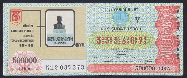 1998 19 ŞUBAT YARIM BİLET - 333609
