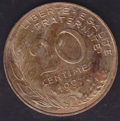 Fransa 20 Centimes 1997