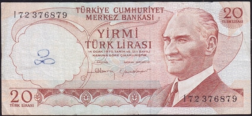 6.Emisyon 4.Tertip 20 Lira I72 376879 Çok Temiz