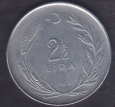 1968 YILI 2.5 LİRA ( DÜZ )