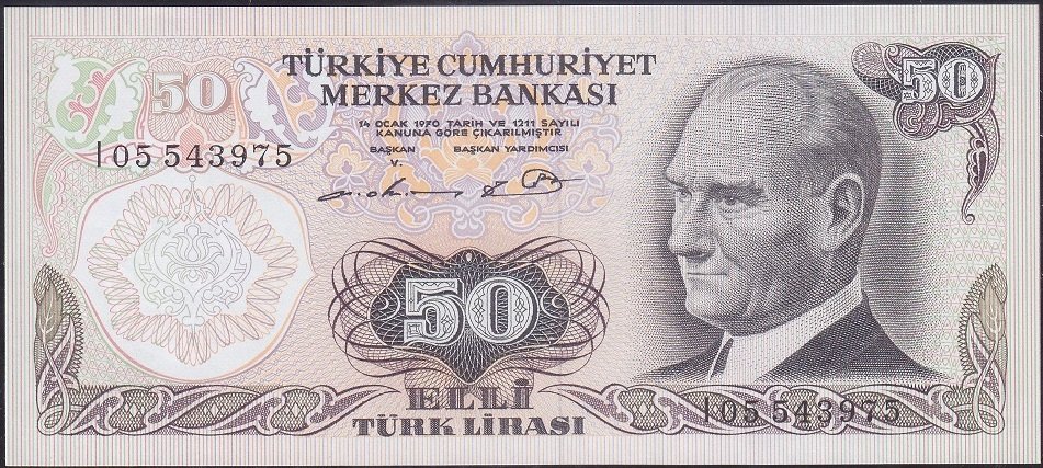 6.Emisyon 1.Tertip 50 Lira I05 543975 Çilaltı Çil