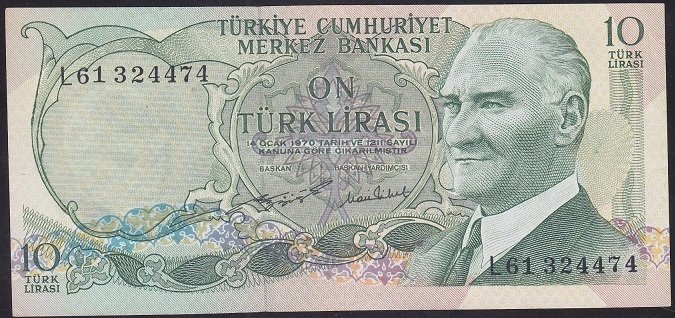 6.EMİSYON 2.TERTİP 10 LİRA L61 324474 ÇİLALTI
