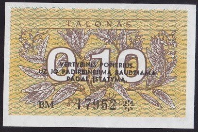 LİTVANYA 0.10 TALONAS 1991 ÇİL