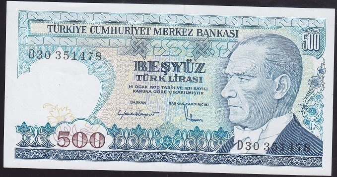 7.EMİSYON 2.TERTİP 500 LİRA D30 351478 ÇİLALTI ÇİL