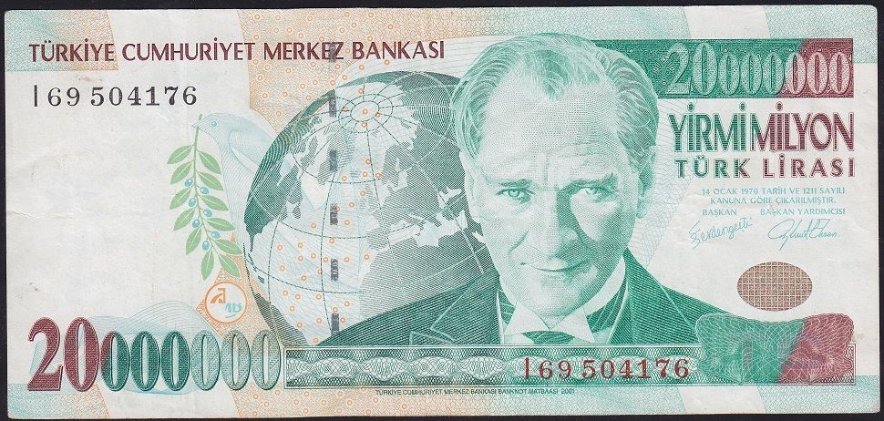 7.Emisyon 20 000 000 Lira I69 504176 Çok Temiz+