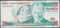 7.Emisyon 20 000 000 Lira I69 504176 Çok Temiz+