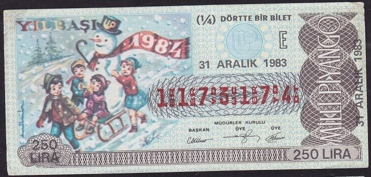 1983 31 Aralık Çeyrek Bilet - E Serisi