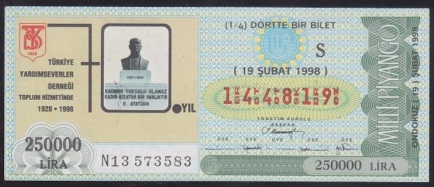 1998 19 ŞUBAT ÇEYREK BİLET