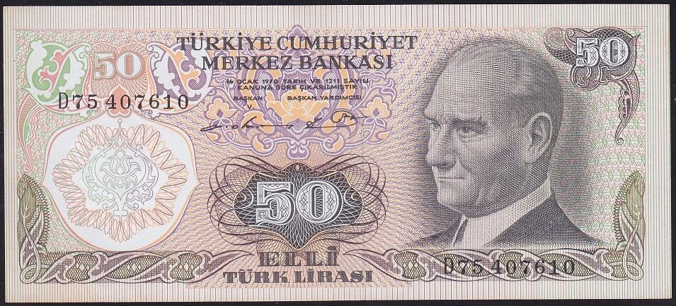 6.Emisyon 1.Tertip 50 Lira D75 407610 Çilaltı Çil