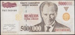 7.Emisyon 5 000 000 Lira H45 541646 Çok Temiz