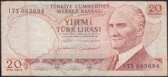 6.Emisyon 4.Tertip 20 Lira I71 063694 Çok Temiz