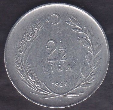 1969 YILI 2.5 LİRA ( TERS )