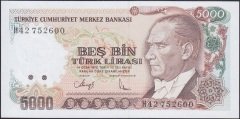7.EMİSYON 4.TERTİP 5000 LİRA H42 752600 ÇİL
