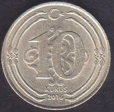 2016 Yılı 10 Kuruş Çok Çok temiz +