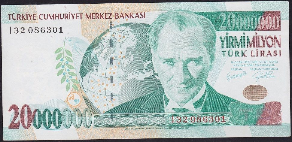 7.Emisyon 20 000 000 Lira I32 086301 Ççt Çilaltı