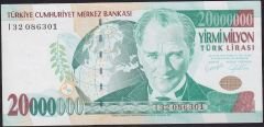 7.Emisyon 20 000 000 Lira I32 086301 Ççt Çilaltı