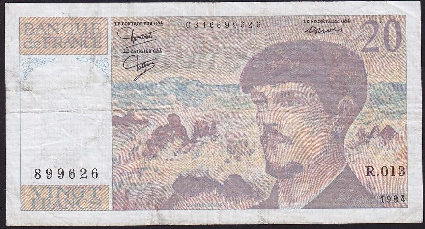 Fransa 20 Frank 1984 Çok Temiz