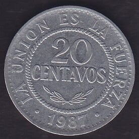 Bolivya 20 Centavos 1987