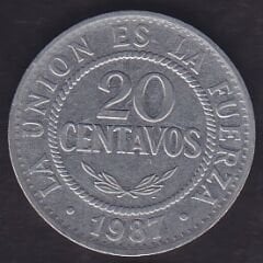 Bolivya 20 Centavos 1987