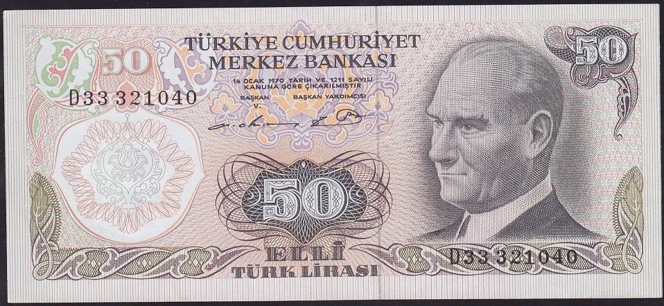 6.Emisyon 1.Tertip 50 Lira D33 321040 Çilaltı