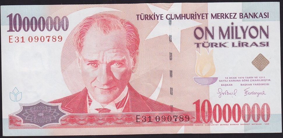 7.Emisyon 10 000 000 Lira E31 090789 Ççt Çilaltı