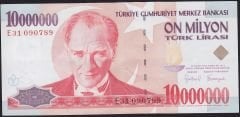 7.Emisyon 10 000 000 Lira E31 090789 Ççt Çilaltı