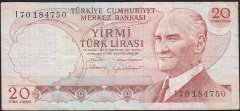 6.Emisyon 4.Tertip 20 Lira I70 184750 Çok Temiz