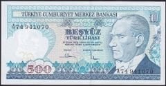 7.Emisyon 1.Tertip 500 Lira A74 941070 Çil