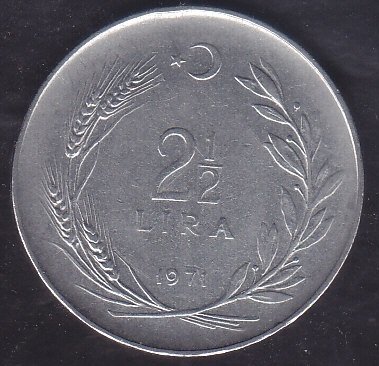 1971 YILI 2.5 LİRA ( DÜZ ) eski para alan yerler