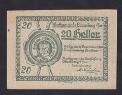 AVUSTURYA 20 HELLER NOTGELD 1920 ÇİL