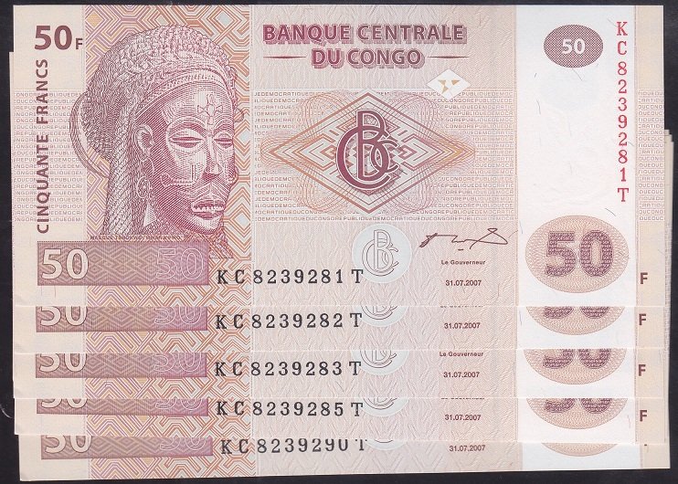 KONGO 50 FRANK 2007 ÇİL - SERİ TAKİPLİ 10 ADET