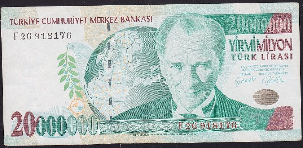 7.Emisyon 20 000 000 Lira F26 918176 Çok Temiz+